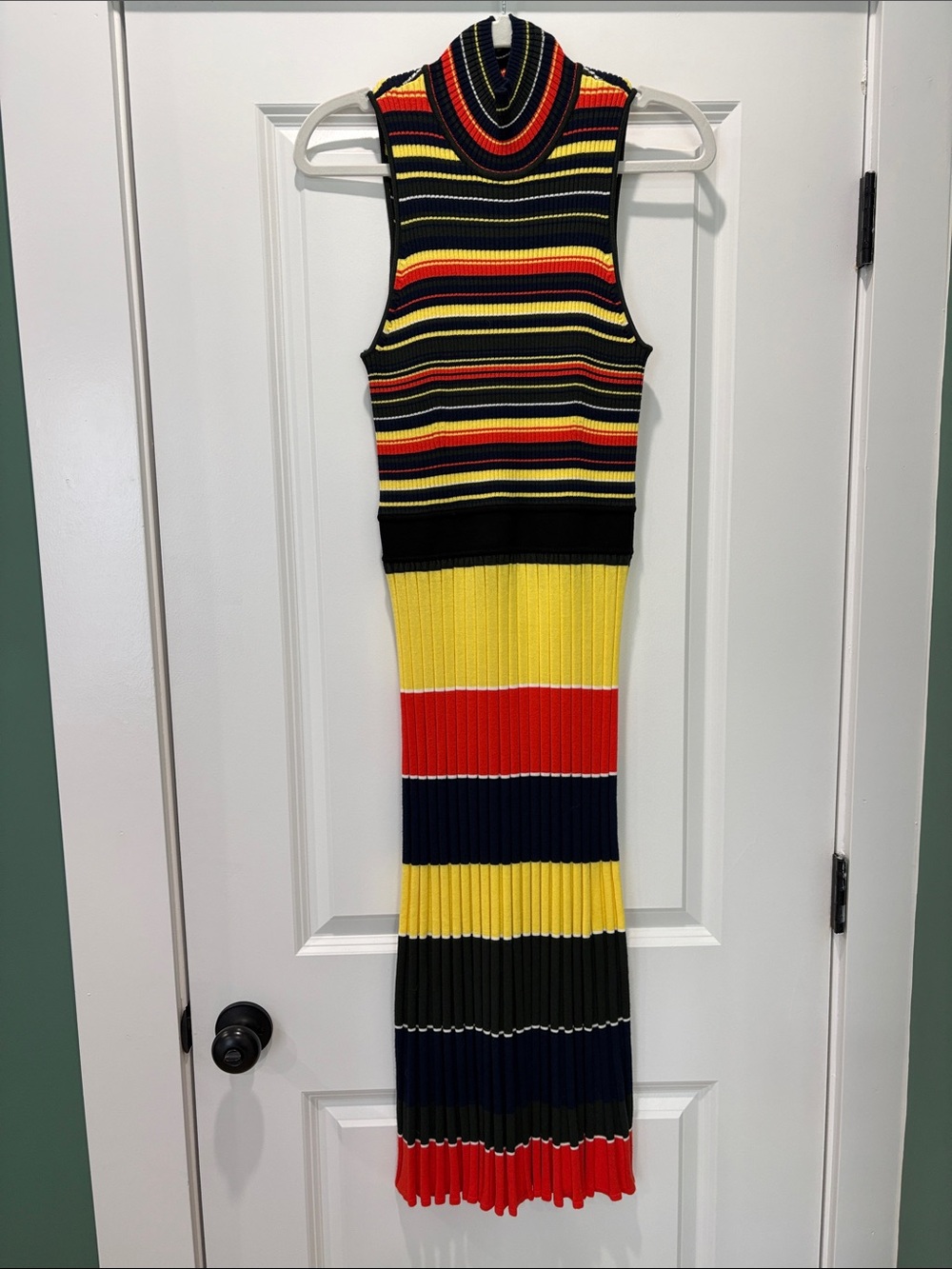 Milly Multi-Stripe Knit Midi Drss